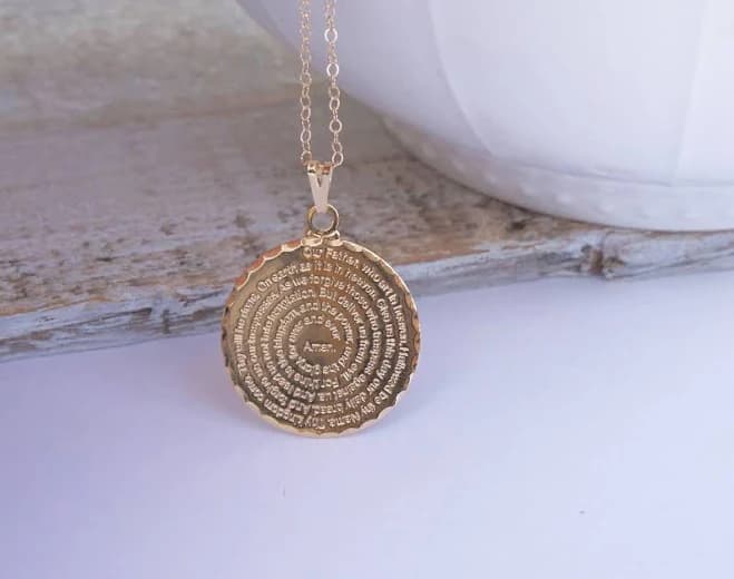 Gold Medallion Script Pendant Necklace