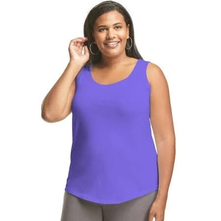 Hanes Women's Plus-Size Cotton Jersey Shirttail Tank Top