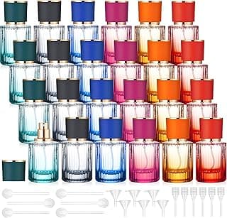 Teenyyou 24 Pcs 30/50/100ml Empty Glass Perfume Bottles Bulk Pack for Perfume Makers Refillable Atomizer Cologne Bottles DIY Vintage Fragrance Packaging Glass Bottling Supplies (Multicolor,30 ml)