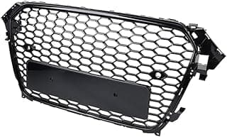 Cninba13 1Pc ABS Radiator Mesh Grilles Guard Cover Front Bumper Grille Glossy Black For Audi A4 / S4 B8.5 Facelift 2013-2016