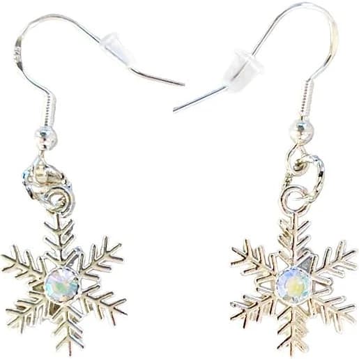 Rhinestone Snowflake Dangle Earrings