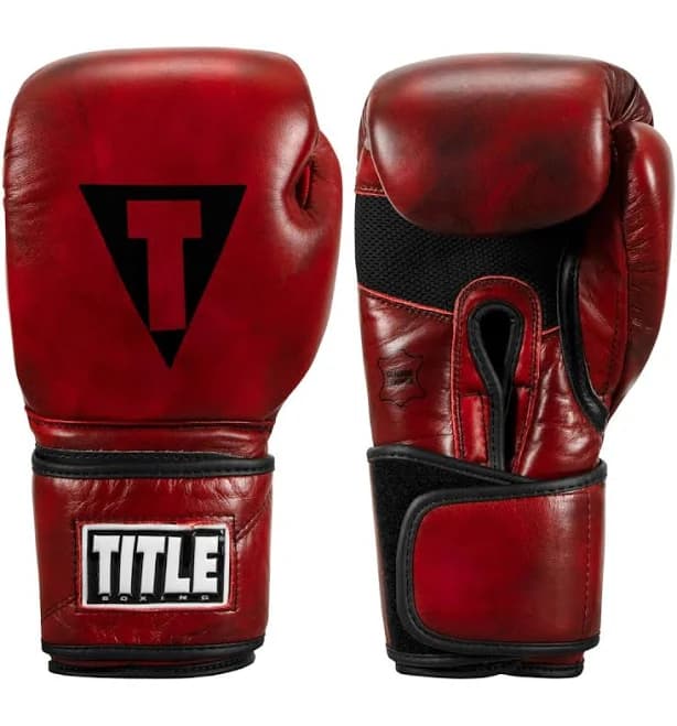 Title Boxing Blood Red Leather Training Gloves