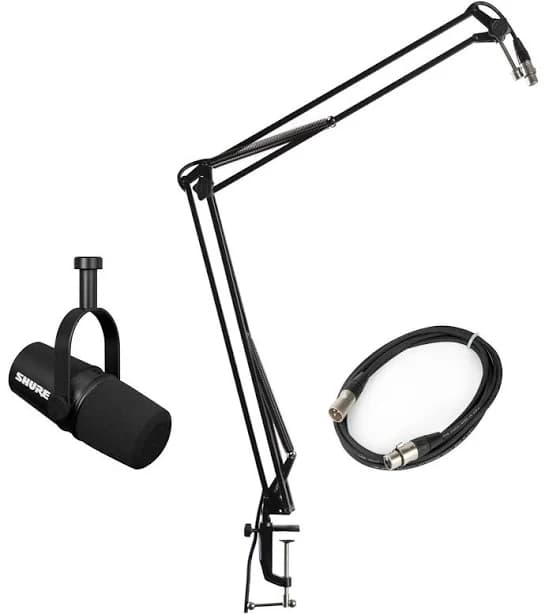 Shure Mv7x-1000-pk1-k Mv7x Microphone W/xlr Cable, Desktop Boom Mic