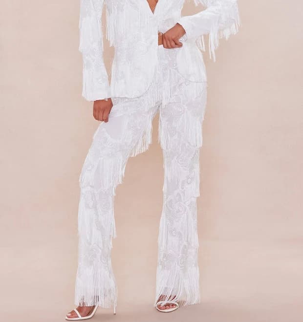 Fashion Nova Women's Dolly Fringe Flare Pants