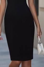 Black White Halter Neck Sheath Work Dress Knee Length – chiclody