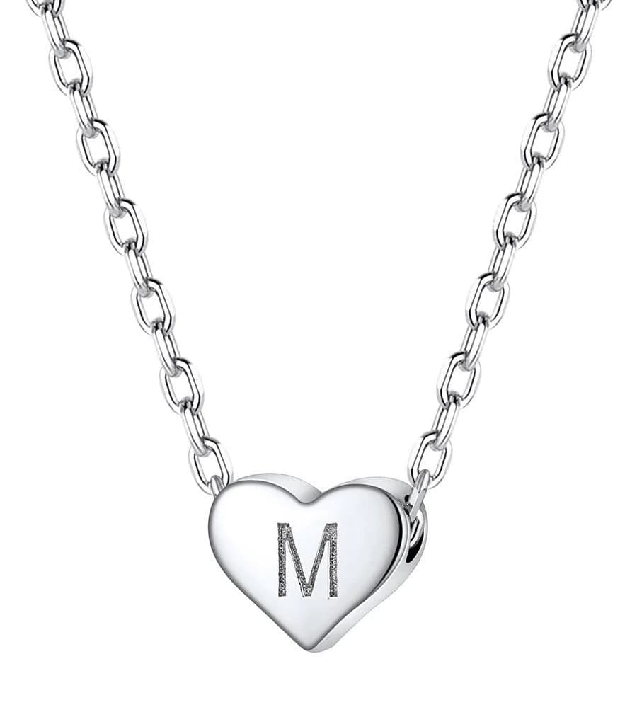 Faithheart Jewelry Sterling Silver Initial Heart Necklace for Women