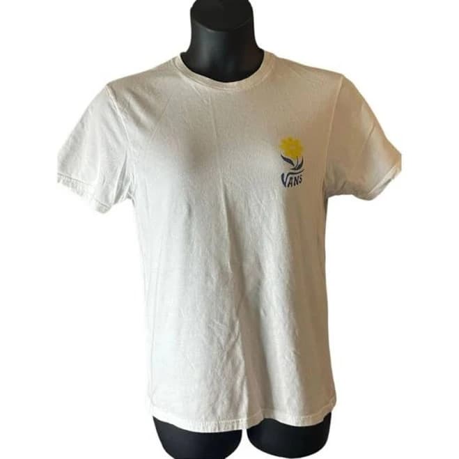 VANS Men's White Off The Wall Flower Daze Slim Fit Short Sleeve T-Shirt Medium - Men | Color: White | Size: M