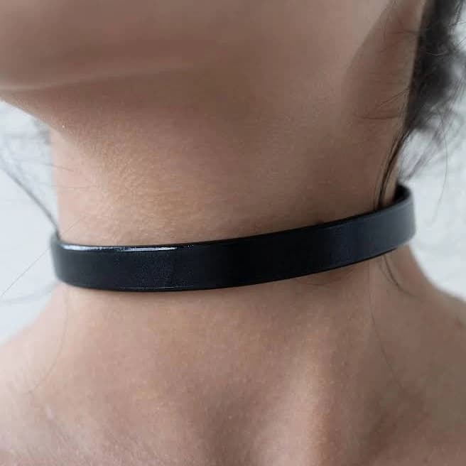 Genuine Leather Slim Choker Necklace