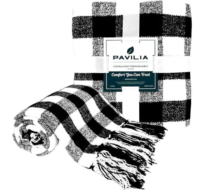 Buffalo Plaid Chenille Throw Blanket