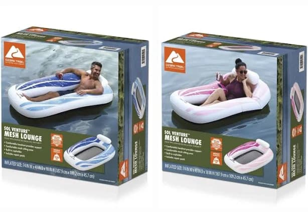 Ozark Trail 2-pack: Sol Venture Blue & Pink Mesh Lounge Floats, Adult,