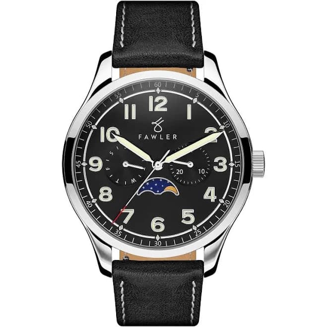 Orrin Men's Moonphase Silver-Tone Leather Watch