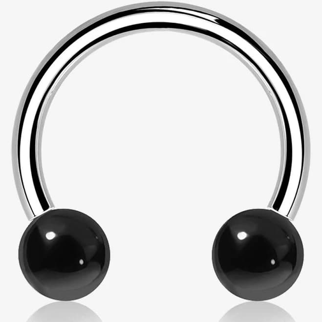 Agate Stone Ball Ends Steel Horseshoe Circular Barbell