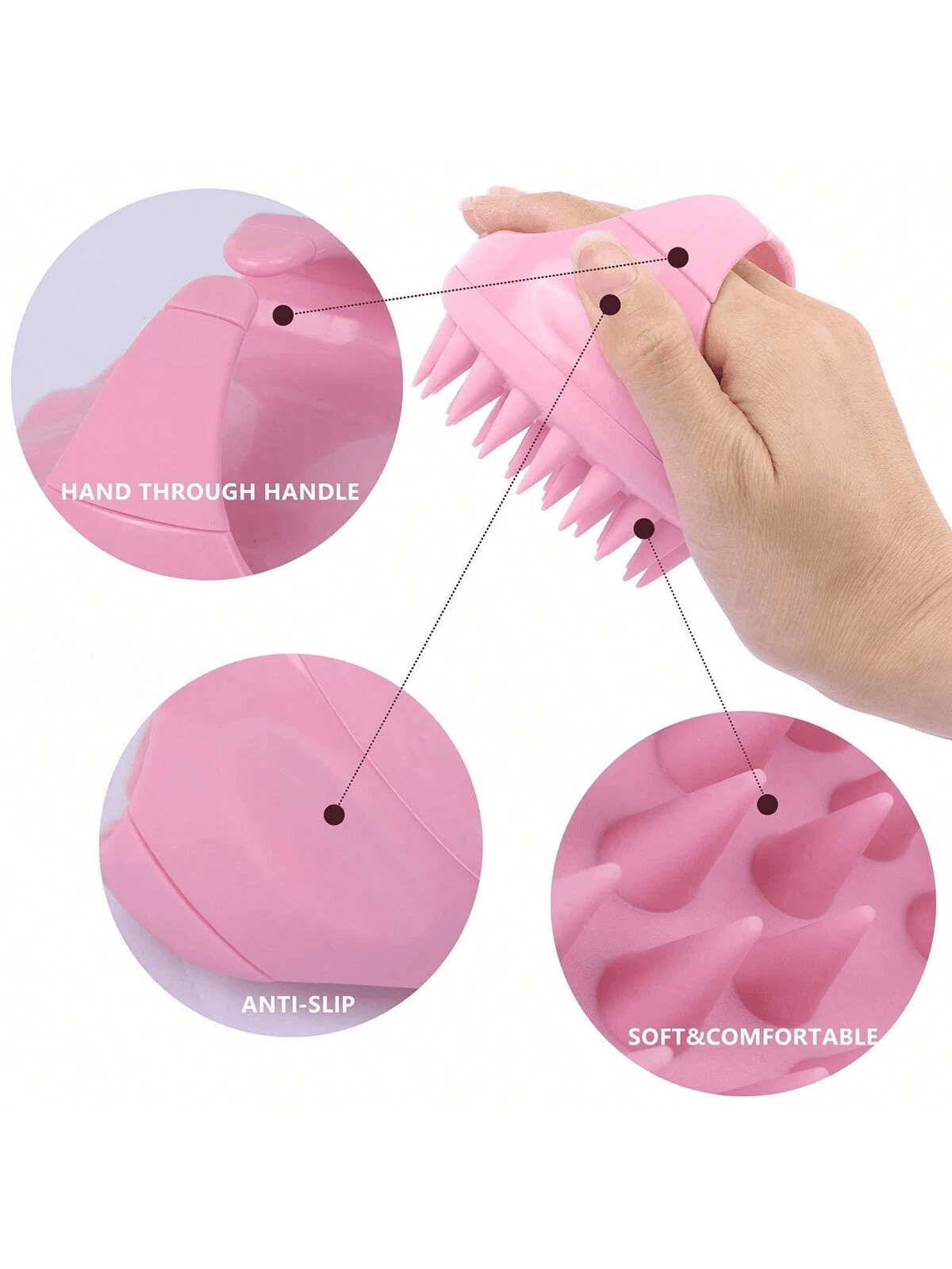 Pink Silicone Soft Scalp Massager Shampoo Brush