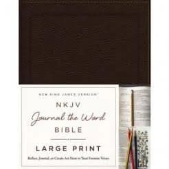NKJV, Journal the Word Bible, Large Print, Bonded Leather, Brown, Red Letter Edition: Reflect, Journal, Or Create Art Next to Your Favorite Verses