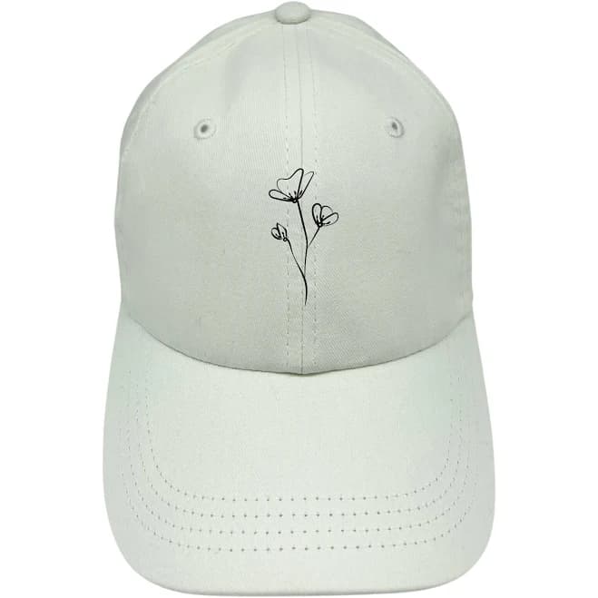 Floral Cotton Baseball Cap with Embroidered Buttercup Flower