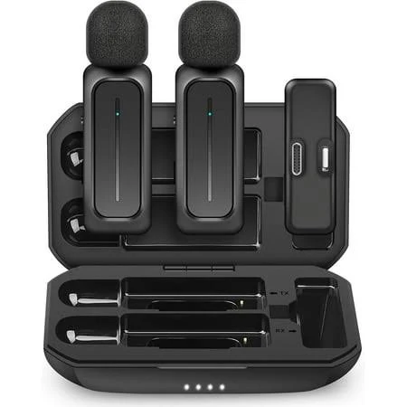 Xihama 2pcs Wireless Lavalier Microphone for iPhone iPad Android with Charging Case 7H Lavalier Wireless Microphone for Video Recording Vlogging,