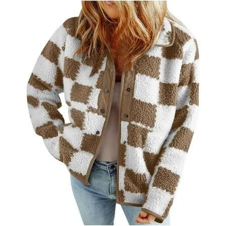 Women's Lightweight Plaid Fleece Jacket