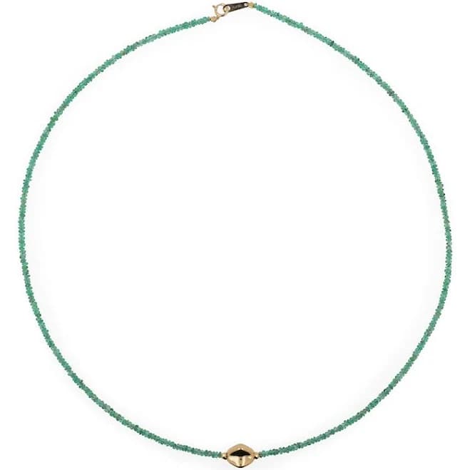 18K Gold Emerald Beaded Necklace