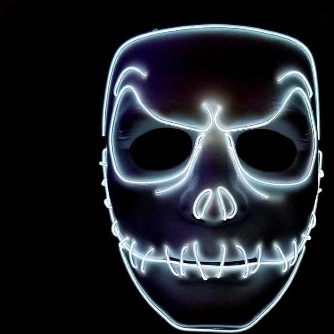El Wire Cosplay Stitched Smiling Skull Light Up Glow Skeleton Mask