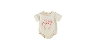 Amazon.com: xkwyshop Infant Baby Girl First Birthday Outfit One Year Old Bow Embroidery Long Sleeve Sweatshirt Bubble Romper Clothes Fall (Beige, 6-12 Months): Clothing, Shoes & Jewelry