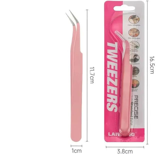 Curved Fine Tip Detail Tweezer Light Pink