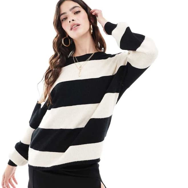 Only drop shoulder stripe sweater