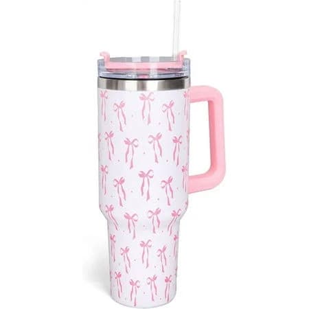 40oz Pink Bow Tumbler Cup