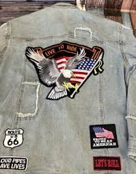 VINTAGE Diamond Plate Jacket Mens XXL Blue Denim Trucker Patchwork Biker Grunge | eBay