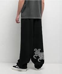 Ninth Hall Rhinestone Black Oversized Sweatpants | Zumiez