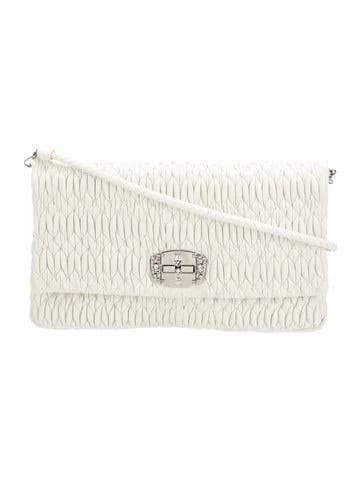 Miu Miu Women's Matelasse Leather Shoulder Bag with Crystal Lock