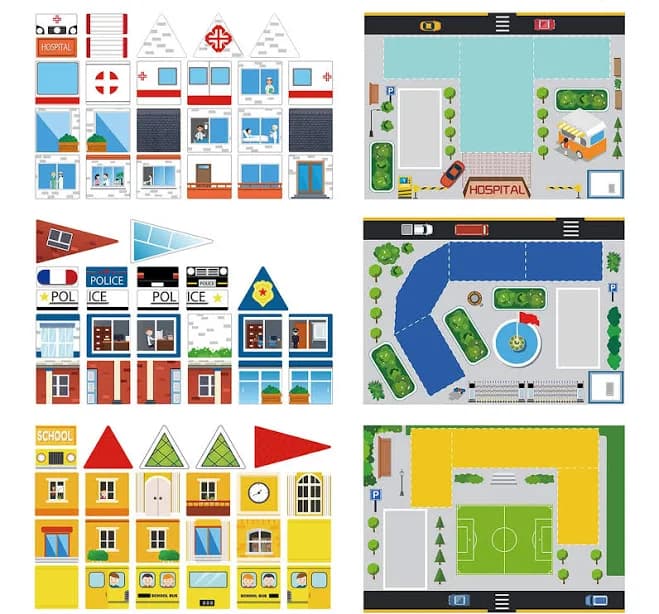 PicassoTiles 80pc School, Hospital, and Police Station 3-in-1 Theme Magnet