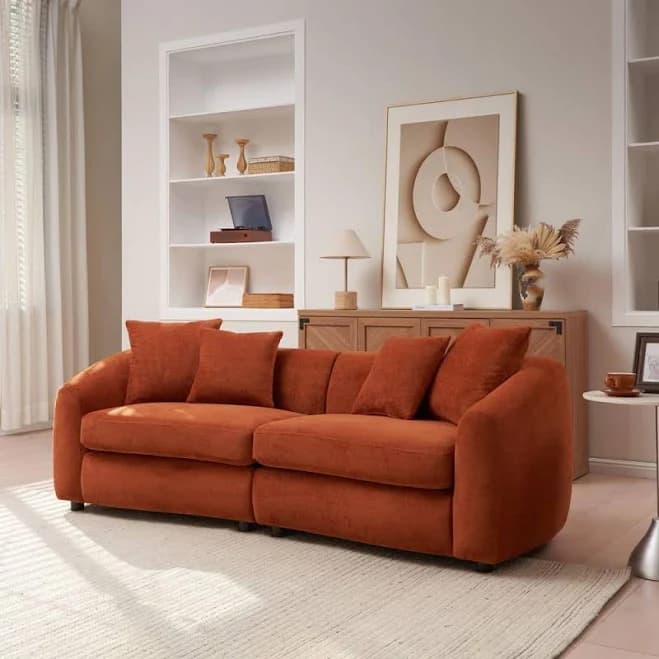 Christopher Knight Home Nomad 87" Curved 3-Seater Modern Velvet Upholstered Sofa
