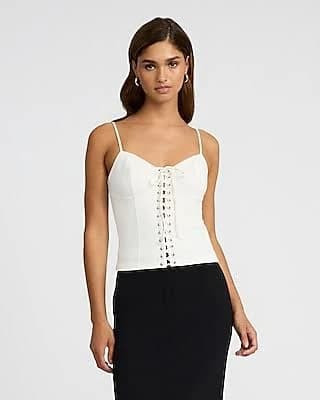 Express Women's Studio Stretch Crepe Lace Up Sweetheart Bustier Corset Cami