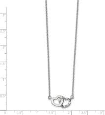 Amazon.com: Stainless Steel Interlocking Hearts Necklace 11x15mm 18 Inches: Clothing, Shoes & Jewelry