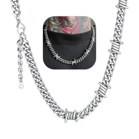 9mm Barbed Wire Link Chain Necklace for Men