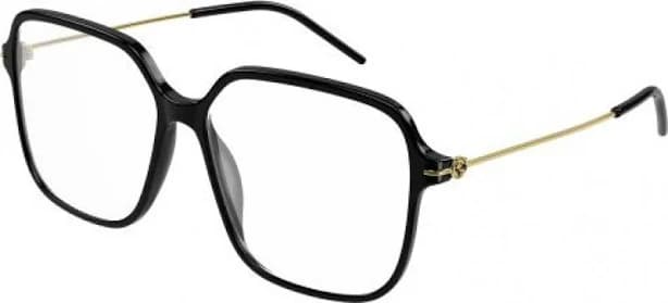 Gucci GG1271O Eyeglasses 001 - Black/Gold - Transparent Women Square