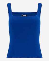 Crepe Square Neck Sleeveless Button Front Tailored Top | Express