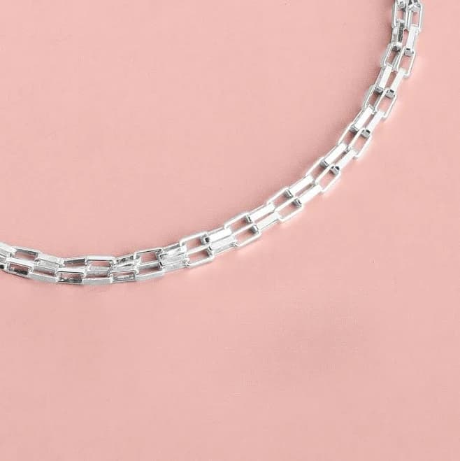 Modern Sterling Silver Minimalist Box Chain Bracelet