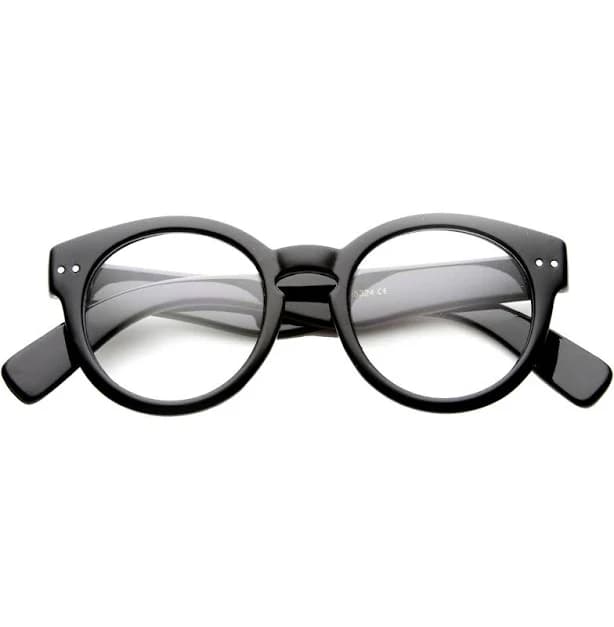 Vintage Hipster Indie Key Hole Round Clear Lens Glasses