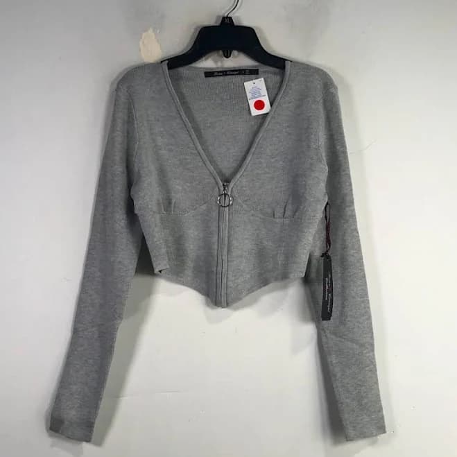 Roma Concepts Women's Long Sleeve Crop Zip Up Top