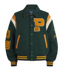 Polo Ralph Lauren Green Wool-Blend Varsity Jacket | Harrods MT