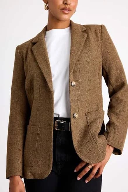 Lulus Wool Tweed Collared Blazer