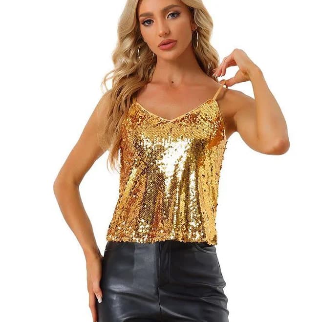 Sequined Strap Cami Top