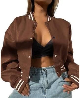 Women's PU Leather Bomber Jacket