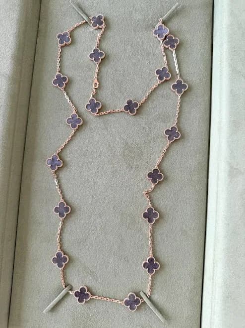 Van Cleef & Arpels Vintage Alhambra 20 Motif Long Necklace Silver