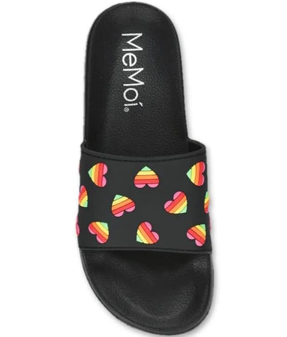 MeMoi Women's Rainbow Heart Lightweight Slides