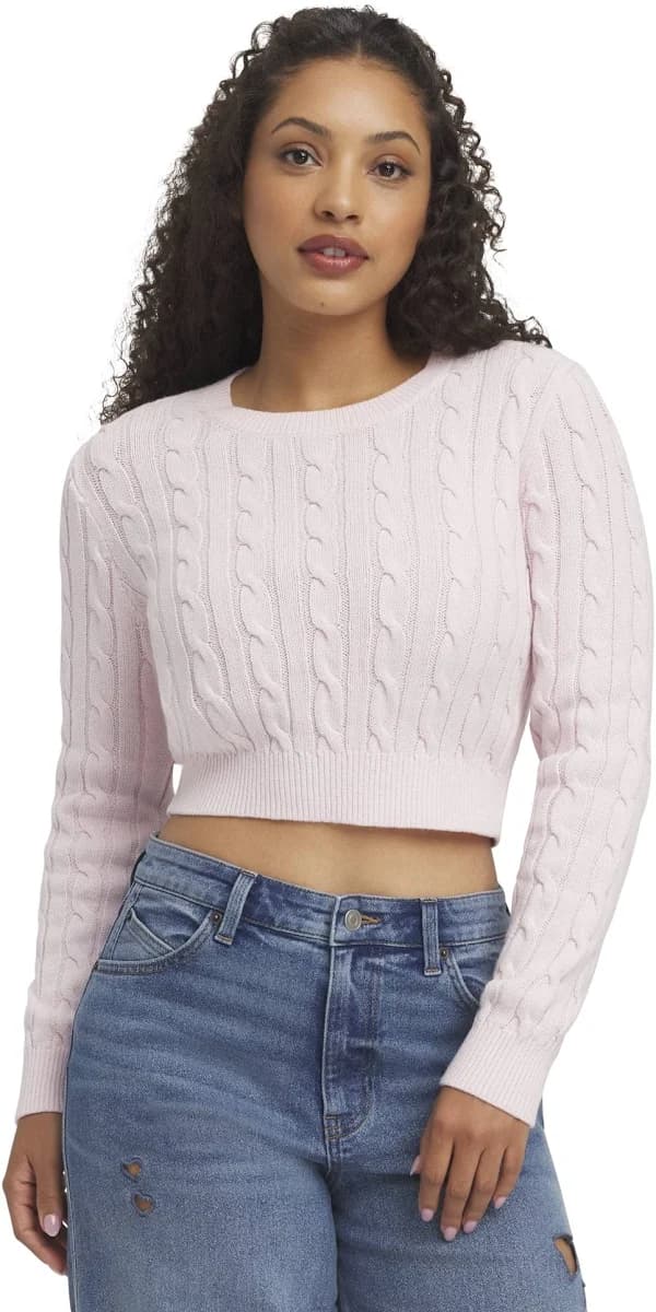 Mills by Millie Bobby Brown Women's Cable Long Sleeve Sweater