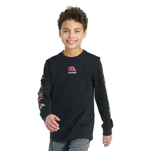 adidas Big Kid Boys Regular Fit Long Sleeve Graphic T-Shirt