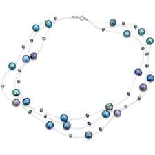 Amazon.com: Elegant Cultured Freshwater Black Pearl and Silver Chain Layered Statement Necklace: Clothing, Shoes & Jewelry