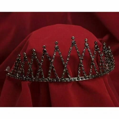 Medieval Black Rhinestone & Gunmetal Tiara by Sunnywood Bridal Gothic